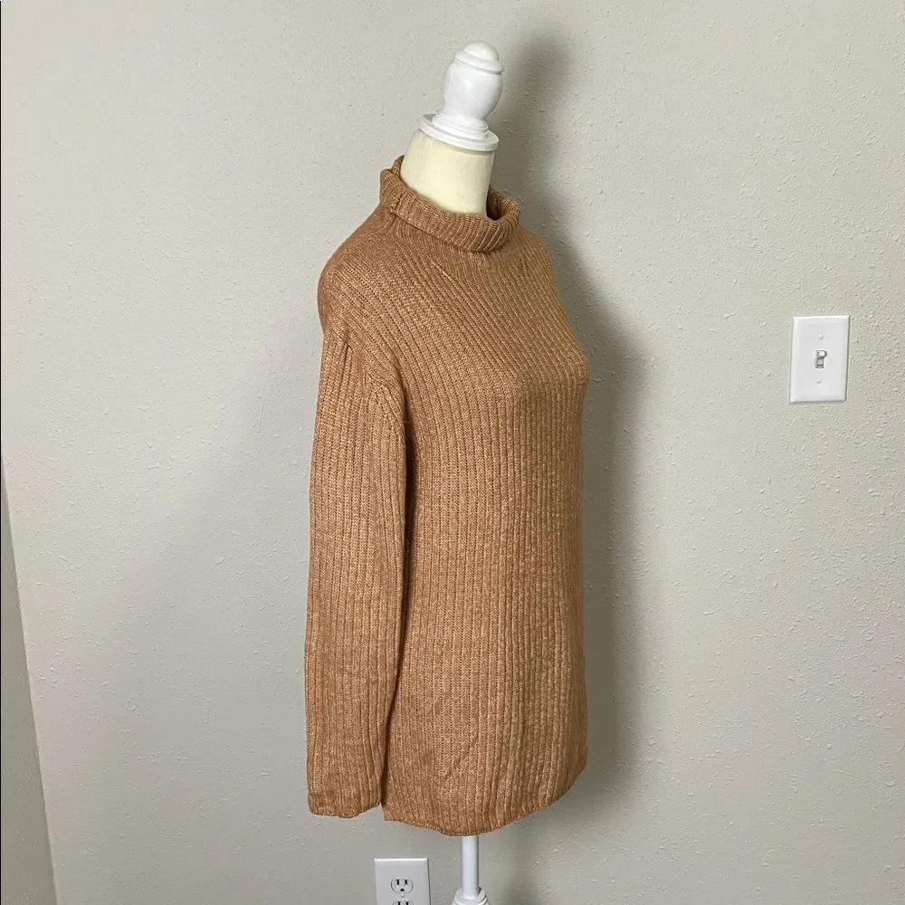Elizabeth & James Camel Brown Ribbed Knit Turtleneck Sweater Women's Size M